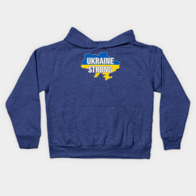 Ukraine Strong Ukrainian Flag Map Kids Hoodie by Scar